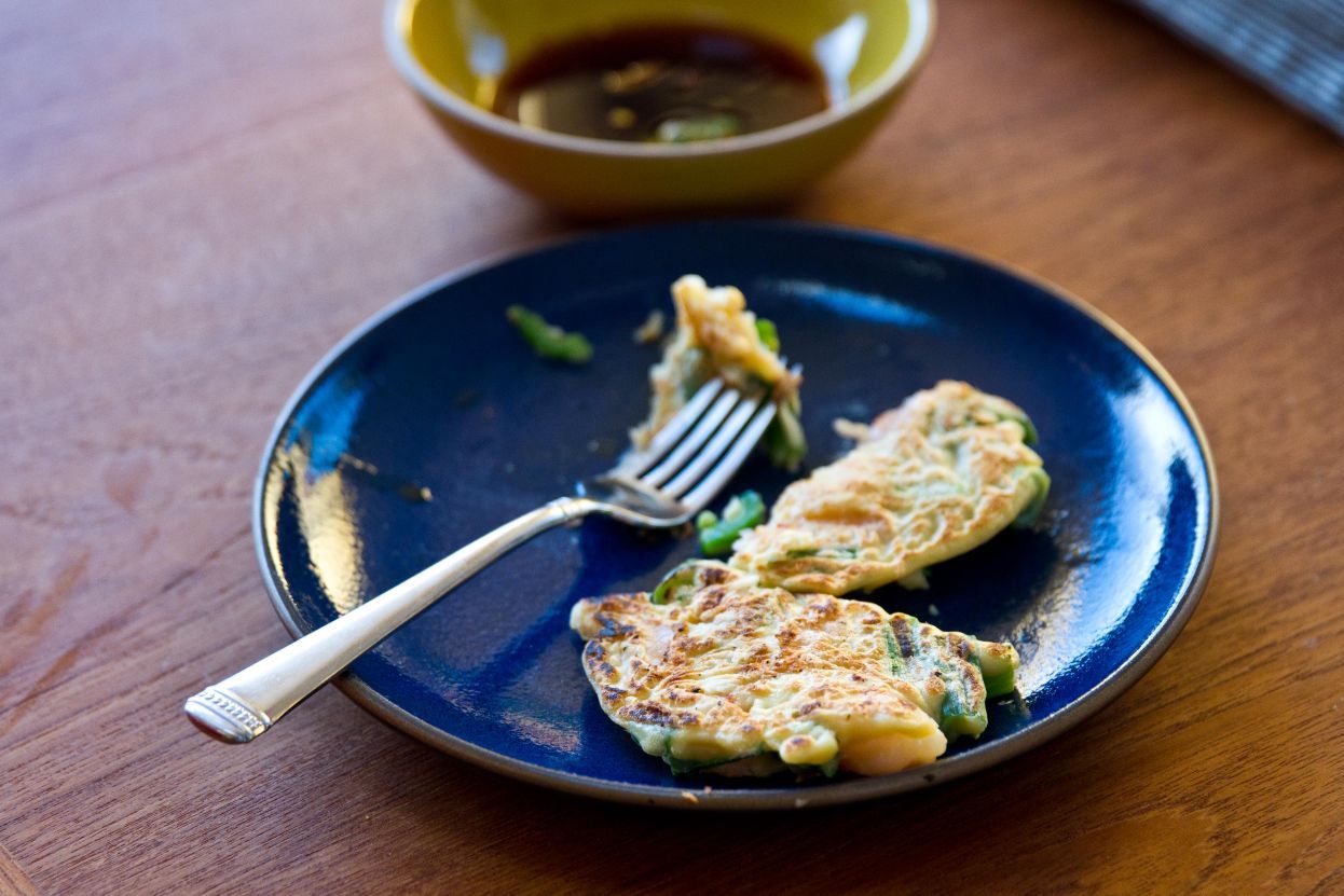 Korean shrimp and scallion pancakes